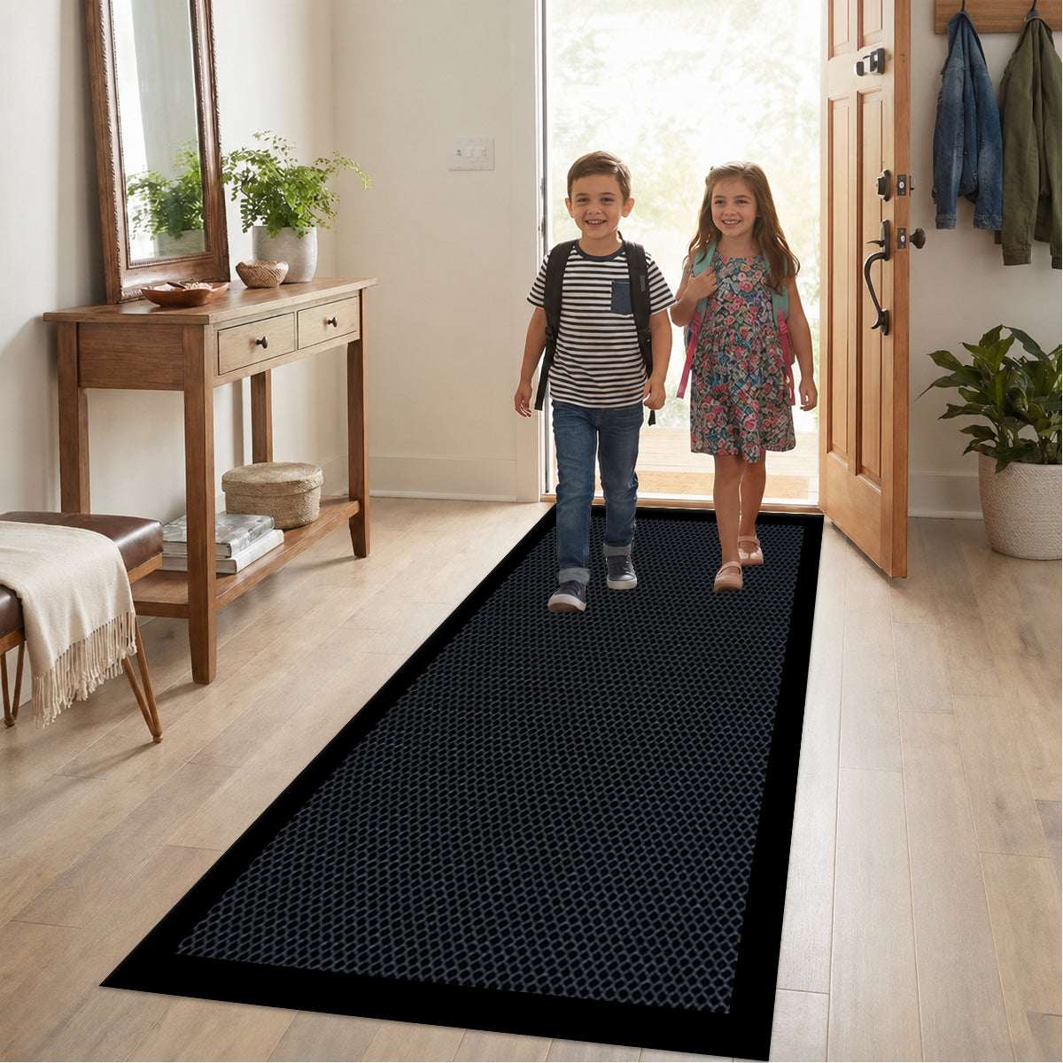 Haven Non Slip Rubber Door Mat UK | Indoor Outdoor Heavy Duty Entrance Mat 120 x 150 cm Red - Mesh Rubber Mat