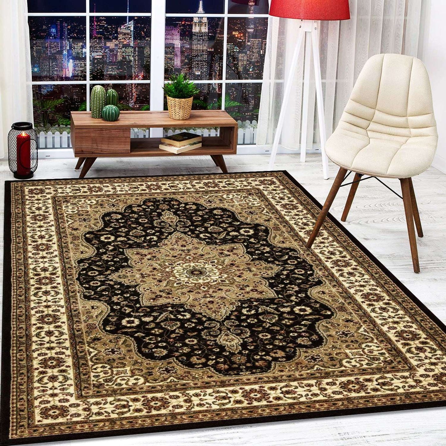 Non Slip Hallway Runner Rug UK | Long Kitchen Carpet Runner Mat | Design 0108 80 x 300 cm (2 ft 6 in x 10 ft) Red - Rome Rug