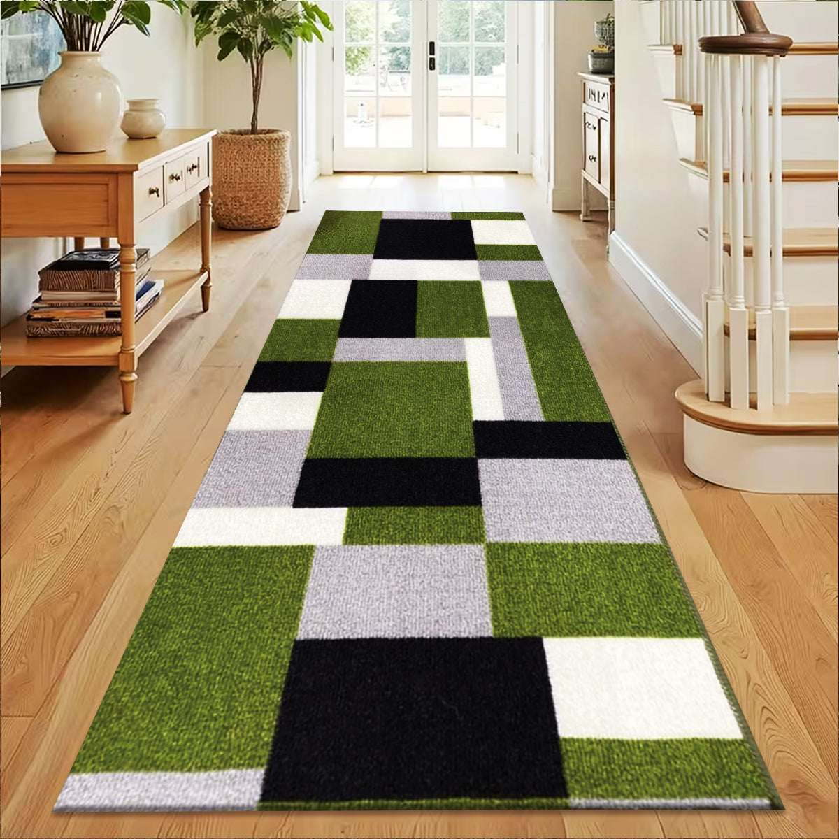 Non Slip Rubber Door Mat UK | Indoor Outdoor Heavy Duty Entrance Mat | Design 0056 Blue Black - Kilas Door Mat 50 x 80 cm