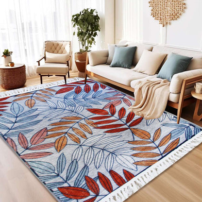 Modern Area Rug UK | Soft Living Room Bedroom Carpet Autumn Floral - Design 1 60 x 110 cm (2 ft x 3 ft 7 in)