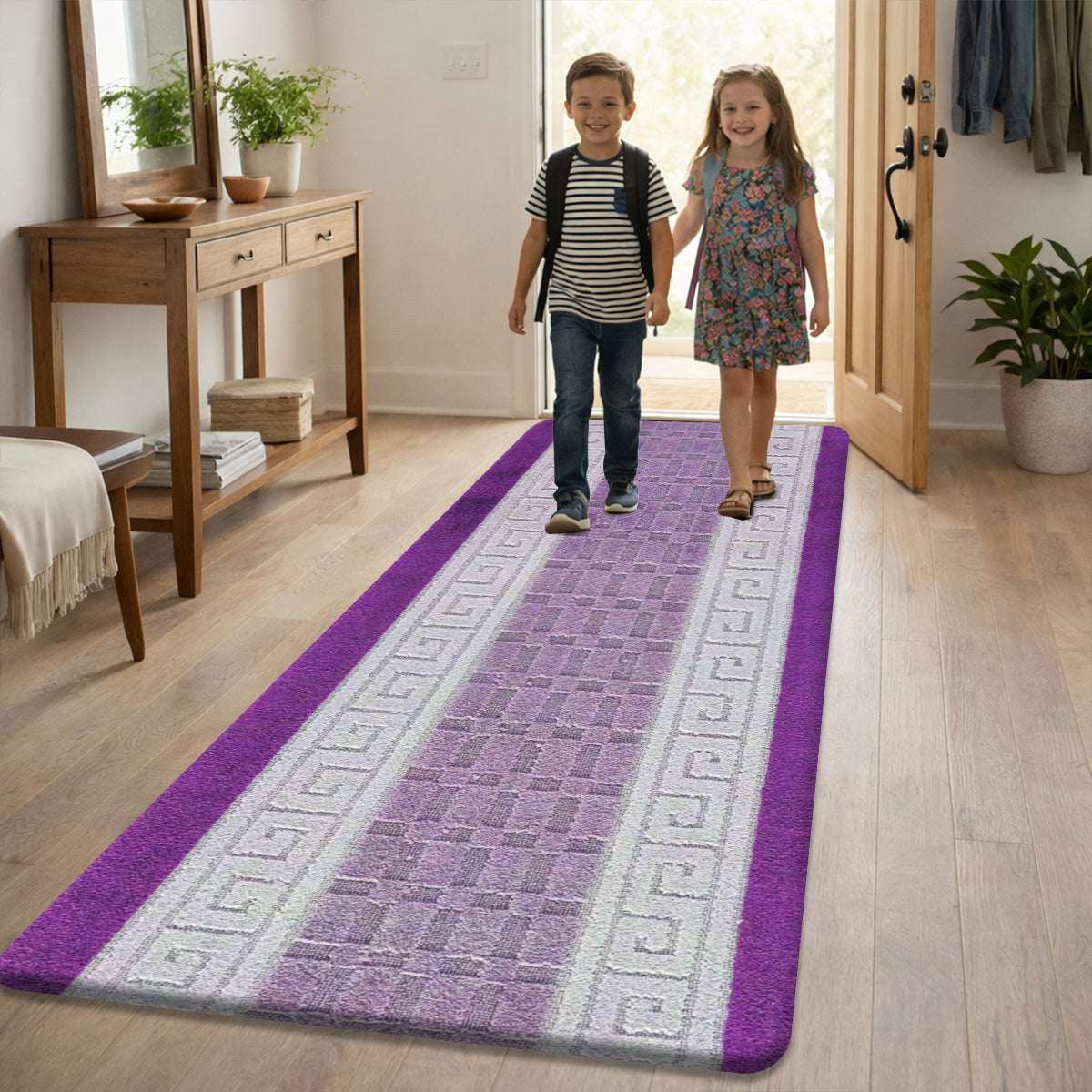 Non Slip Rubber Door Mat UK | Indoor Outdoor Heavy Duty Entrance Mat | Design 0097 50 x 80 cm (1 ft 8 in x 2 ft 7 in) Brown Red - Gel Back 58