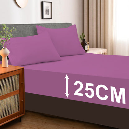 Extra Deep Fitted Sheet UK | 25CM Soft Bed Sheet Single Double King | Design 0139 Single White