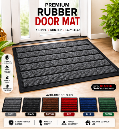 Non Slip Rubber Door Mat UK | Indoor Outdoor Heavy Duty Entrance Mat red-rubber-mat 40 x 60 cm