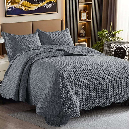 Luxury Embossed Bedspread UK | Bedding Throw for Double King Super King | Design 0124 Single Grey - Mono