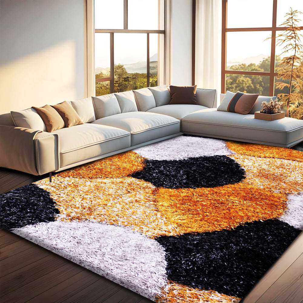 Non Slip Hallway Runner Rug UK | Long Kitchen Carpet Runner Mat | Design 0050 60 x 110 cm Black White Silver - Pona