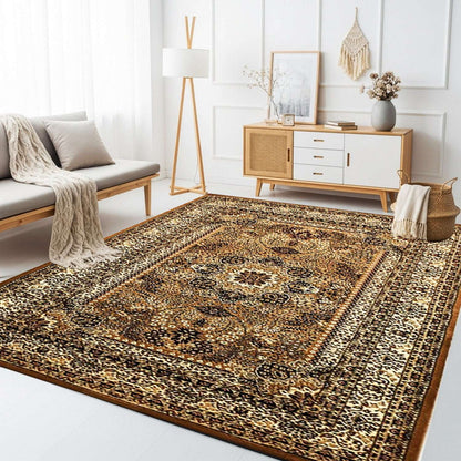 Non Slip Hallway Runner Rug UK | Long Kitchen Carpet Runner Mat | Design 0105 60 x 110 cm Black - Marrakesh 210