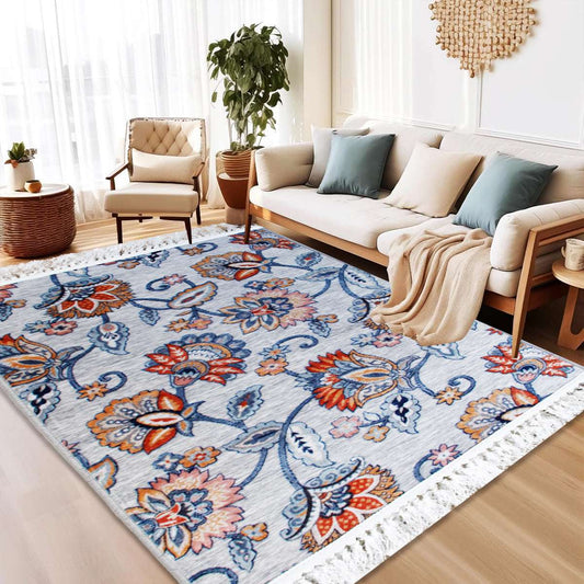 Modern Area Rug UK | Soft Living Room Bedroom Carpet Autumn Floral - Design 1 160 x 230 cm (5 ft 3 in x 7 ft 7 in)