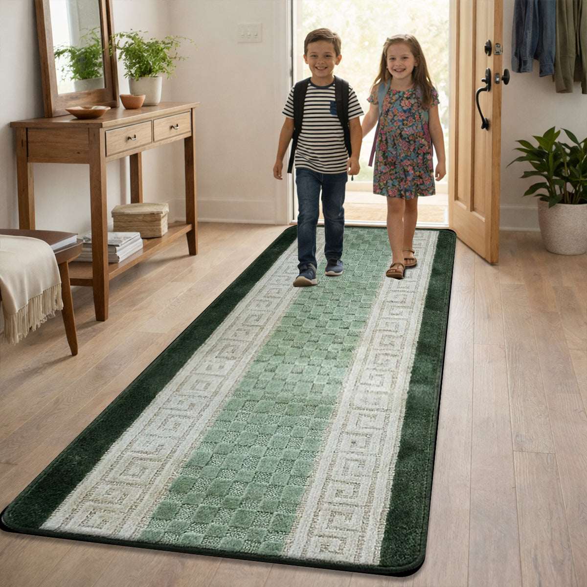 Non Slip Rubber Door Mat UK | Indoor Outdoor Heavy Duty Entrance Mat | Design 0097 50 x 80 cm (1 ft 8 in x 2 ft 7 in) Black Red - Gel Back 58