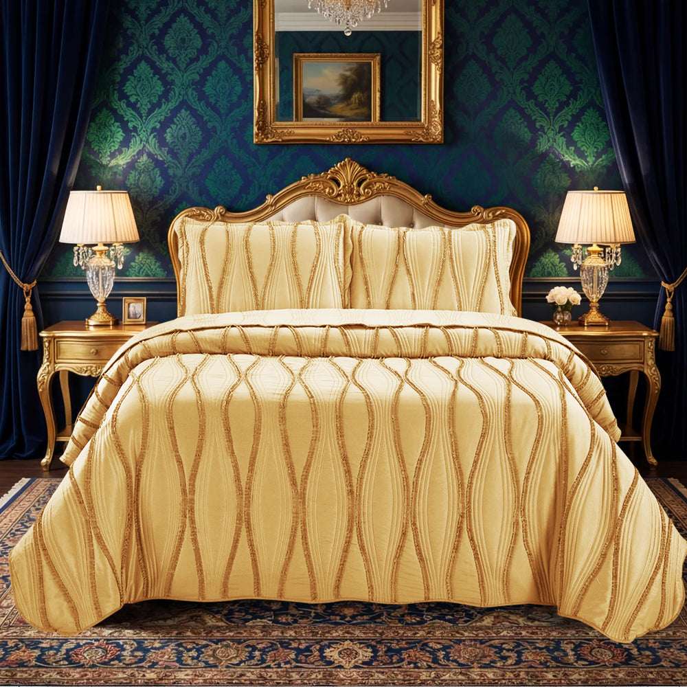 Luxury Quilted Bedspread UK | Bedding Throw for Double King Super King | Design 0101 White Bedspread - Cosy King Size Bedspread