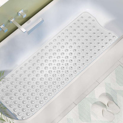 Non Slip Bath Mat UK | Soft Water Absorbent Bathroom Rug | Design 0062 White Shower Mat 40 x 100 cm