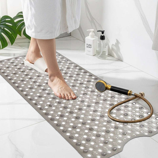 Non Slip Bath Mat UK | Soft Water Absorbent Bathroom Rug | Design 0135 Grey - Diamond Shower Mat 40 x 70 cm