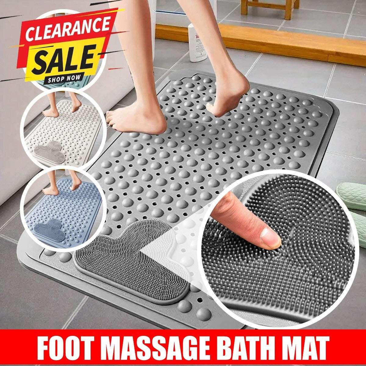 Non Slip Bath Mat UK | Soft Water Absorbent Bathroom Rug | Design 0134 40 x 70 cm Blue - Foot Massage Shower Mat
