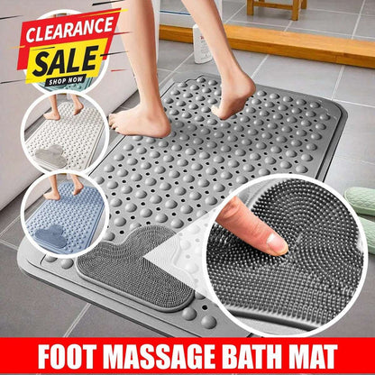 Non Slip Bath Mat UK | Soft Water Absorbent Bathroom Rug | Design 0134 40 x 70 cm Blue - Foot Massage Shower Mat