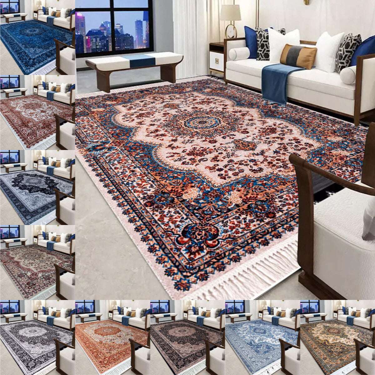 Modern Area Rug UK | Soft Living Room Bedroom Carpet Autumn Floral - Design 1 120 x 170 cm (4 ft x 5 ft 6 in)