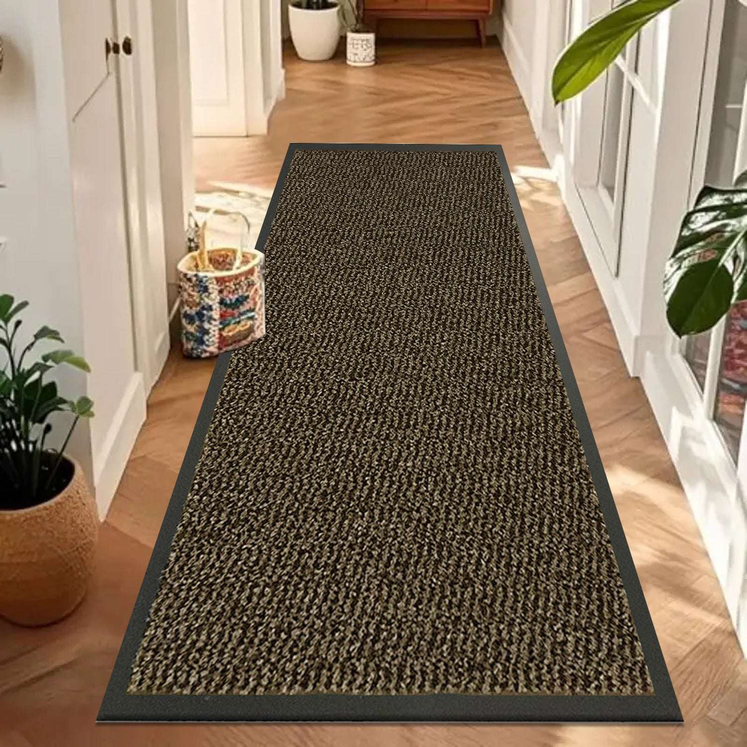 Non Slip Rubber Door Mat UK | Indoor Outdoor Heavy Duty Entrance Mat | Design 0115 60 x 90 cm Grey - Sunny Rubber Mat