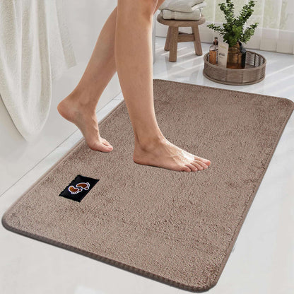 Non Slip Bath Mat UK | Soft Water Absorbent Bathroom Rug | Design 0102 50 x 80 cm Cream - Plain Microfiber Bath Mat