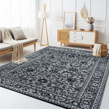 Non Slip Hallway Runner Rug UK | Long Kitchen Carpet Runner Mat | Design 0105 60 x 110 cm Grey - Marrakesh 210
