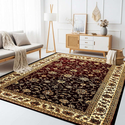 Non Slip Hallway Runner Rug UK | Long Kitchen Carpet Runner Mat | Design 0105 60 x 110 cm Red - Marrakesh 210