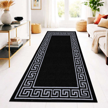 Non Slip Rubber Door Mat UK | Indoor Outdoor Heavy Duty Entrance Mat | Design 0071 40 x 60 cm (1 ft 3 in x 2 ft) Beige Brown - Greekey