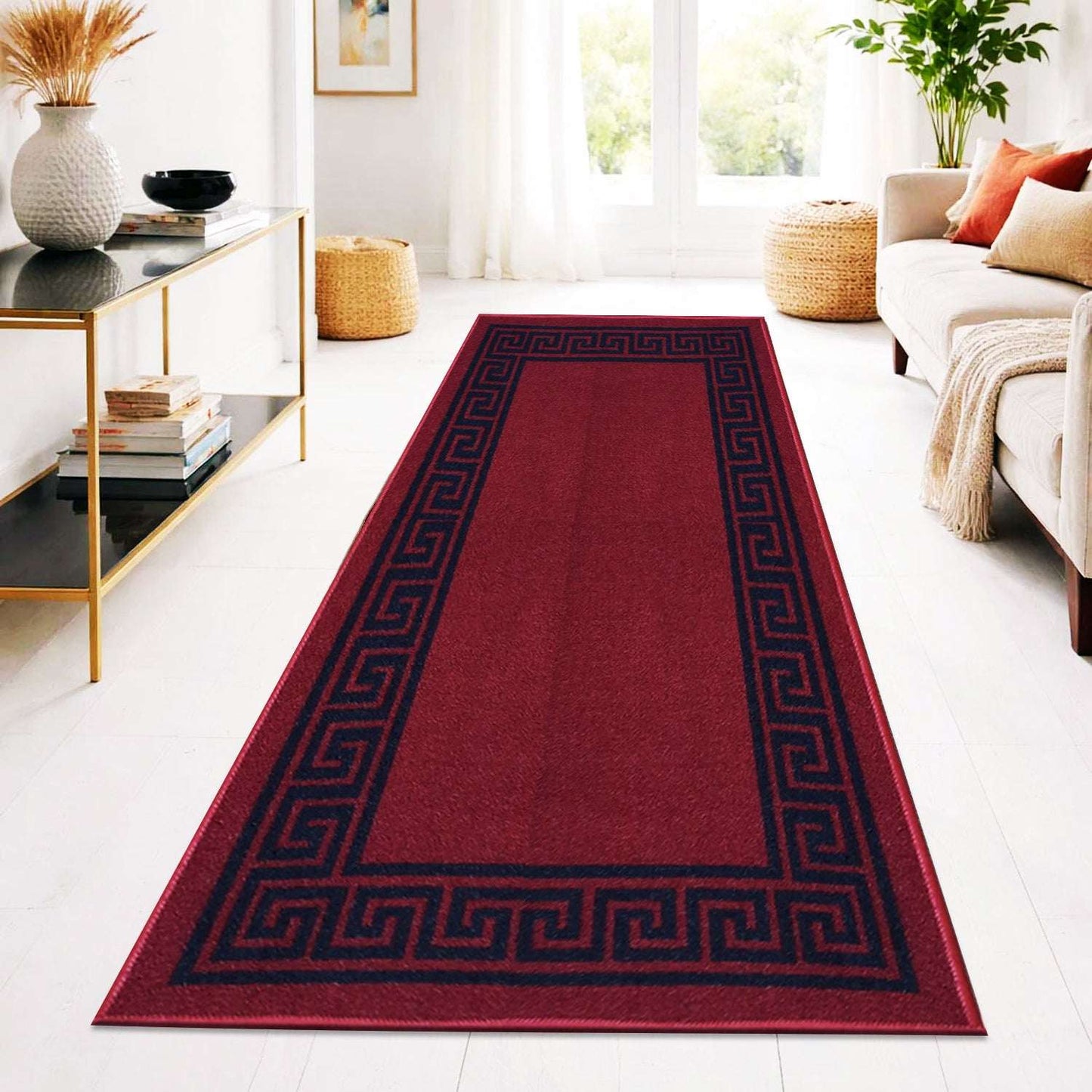Non Slip Rubber Door Mat UK | Indoor Outdoor Heavy Duty Entrance Mat | Design 0071 40 x 60 cm (1 ft 3 in x 2 ft) Black Grey - Greekey