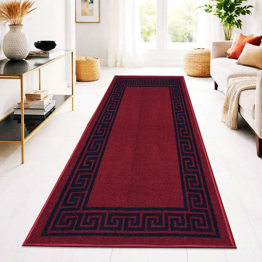 Non Slip Rubber Door Mat UK | Indoor Outdoor Heavy Duty Entrance Mat | Design 0071 40 x 60 cm (1 ft 3 in x 2 ft) Black Grey - Greekey