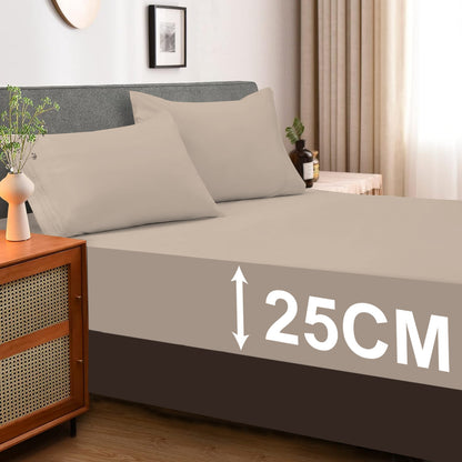 Extra Deep Fitted Sheet UK | 25CM Soft Bed Sheet Single Double King | Design 0139 Single Charcoal