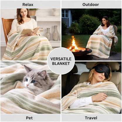 Dyed Yarn Reversible Throw Blanket - Evim Des 1