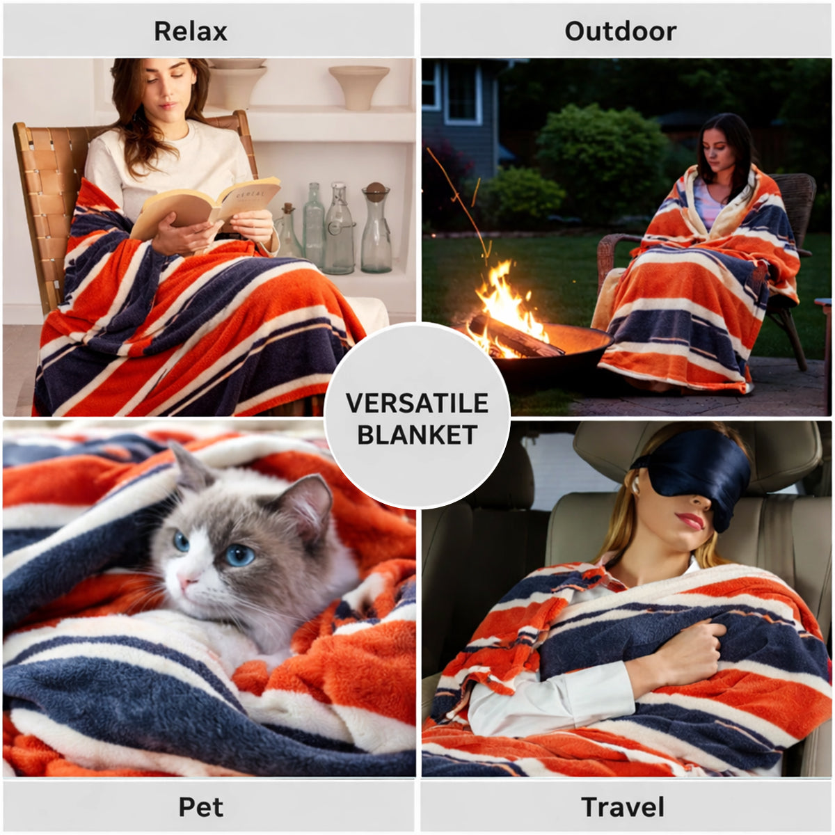 Dyed Yarn Reversible Throw Blanket - Evim Des 1