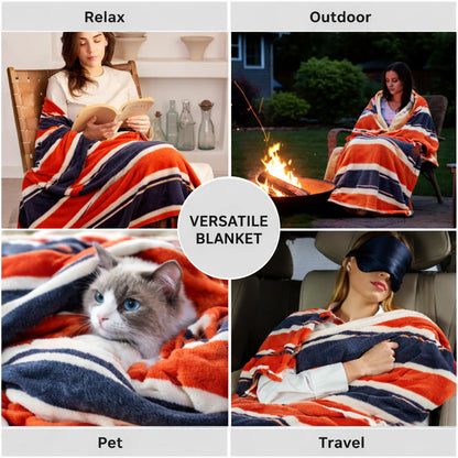 Dyed Yarn Reversible Throw Blanket - Evim Des 1