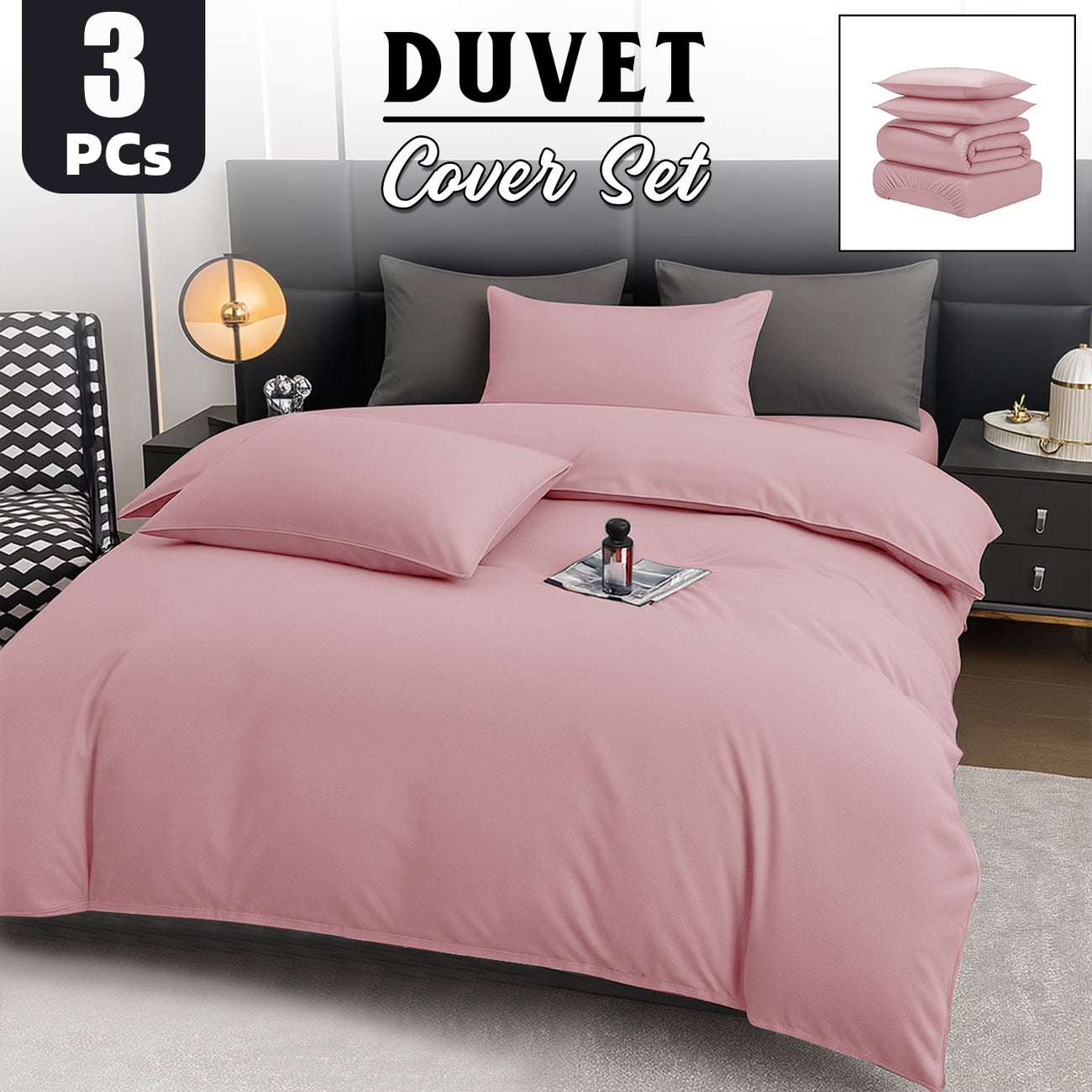 Duvet Cover Set UK | Soft Bedding for Double King Super King | Design 0132 Single Duvet Cover (135 x 200 cm) Navy - Plain Duvet Cover