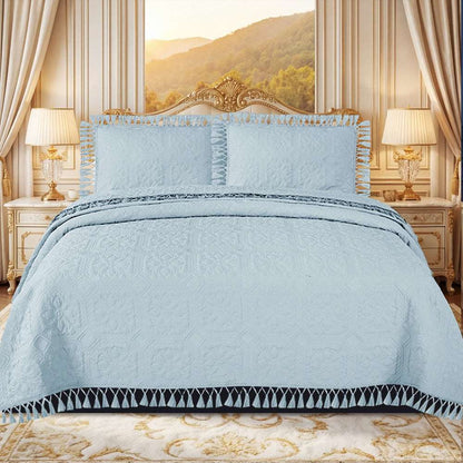 Luxury Embossed Bedspread UK | Bedding Throw for Double King Super King Single Embroidery AZTEC Des-3