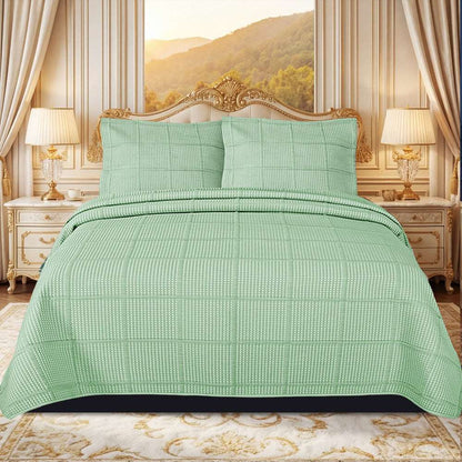 Luxury Embossed Bedspread UK | Bedding Throw for Double King Super King Single Embroidery GREY SQUARE Des-5
