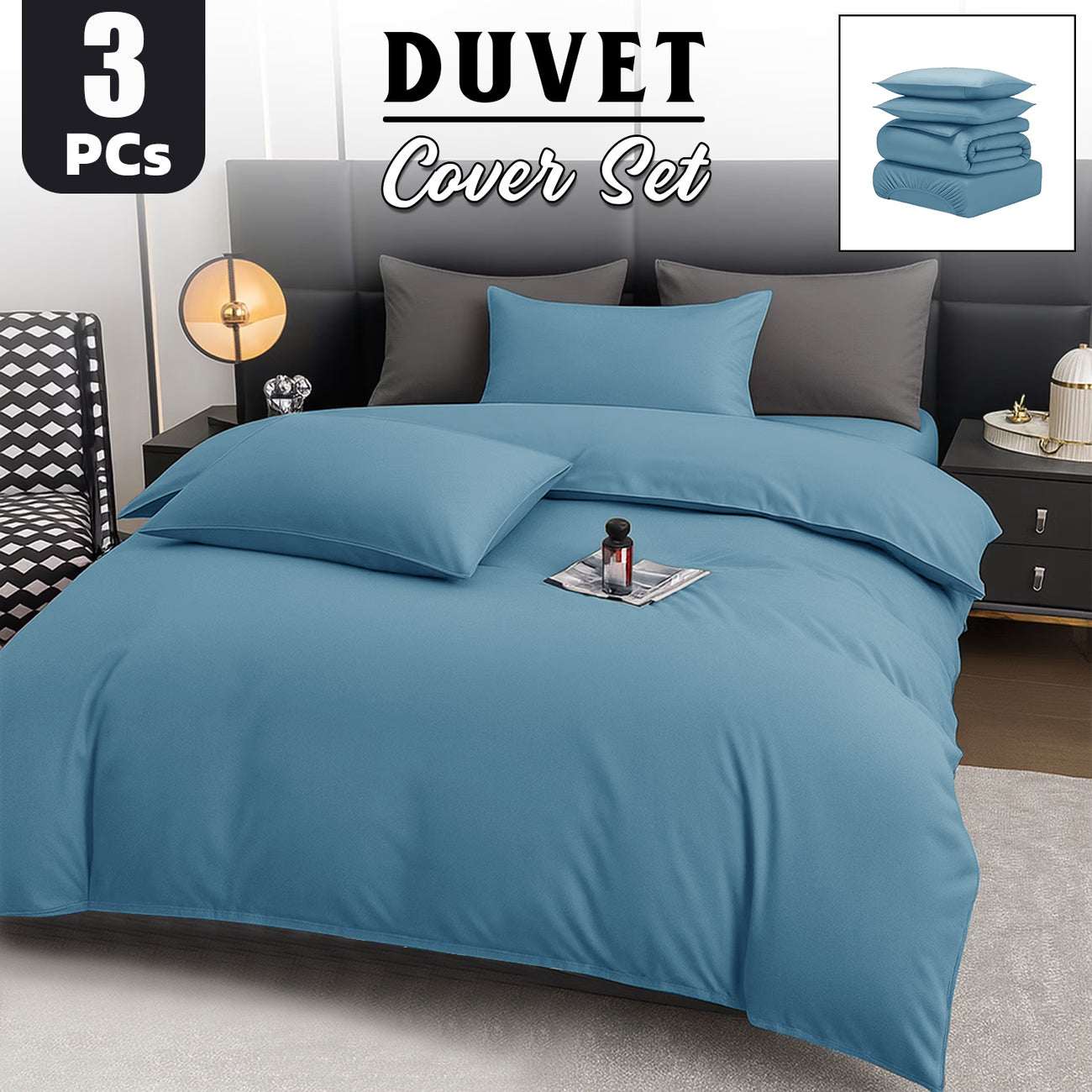 Duvet Cover Set UK | Soft Bedding for Double King Super King | Design 0132 Single Duvet Cover (135 x 200 cm) White Pillowcase Only