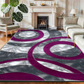 Non Slip Hallway Runner Rug UK | Long Kitchen Carpet Runner Mat | Design 0117 120 x 170 cm Purple - Retro Circle