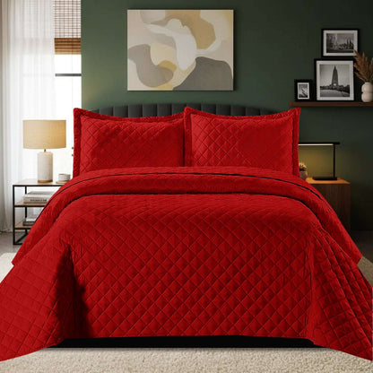 Luxury Embossed Bedspread UK | Bedding Throw for Double King Super King | Design 0116 Single Red - Insp