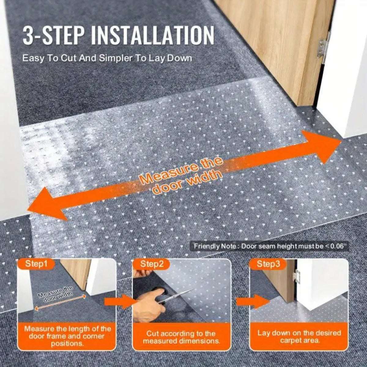 Clear Carpet Protector Roll UK | Skid Resistant Vinyl Floor Mat 3 Foot Long 27" Width Transparent