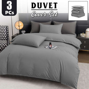 Duvet Cover Set UK | Soft Bedding for Double King Super King | Design 0132 Single Duvet Cover (135 x 200 cm) Charcoal - Plain Duvet Cover