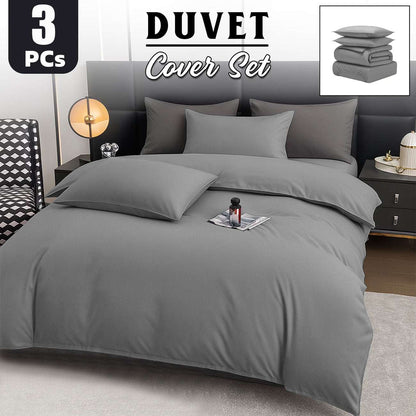 Duvet Cover Set UK | Soft Bedding for Double King Super King | Design 0132 Single Duvet Cover (135 x 200 cm) Charcoal - Plain Duvet Cover