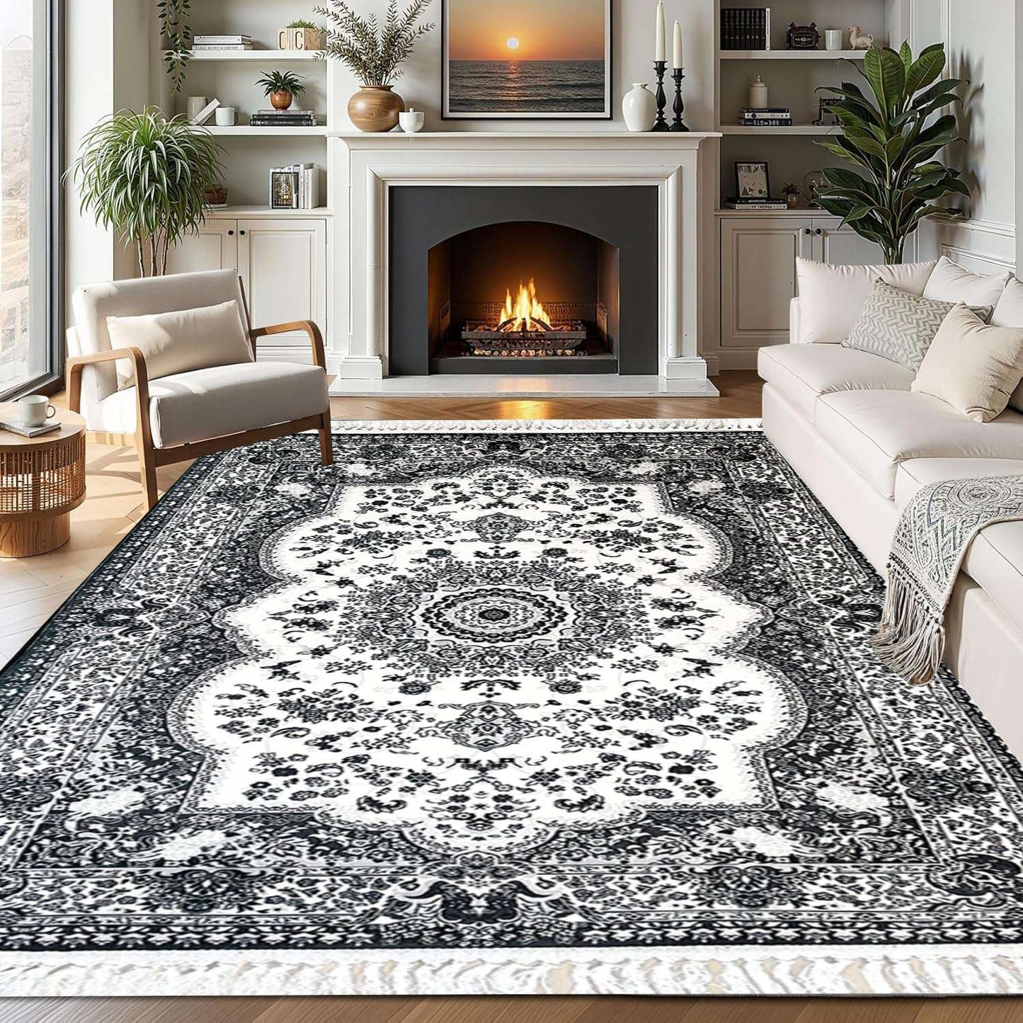 Non Slip Hallway Runner Rug UK | Long Kitchen Carpet Runner Mat | Design 0106 60 x 110 cm (2 ft x 3 ft 7 in) Grey - Mughals Rug