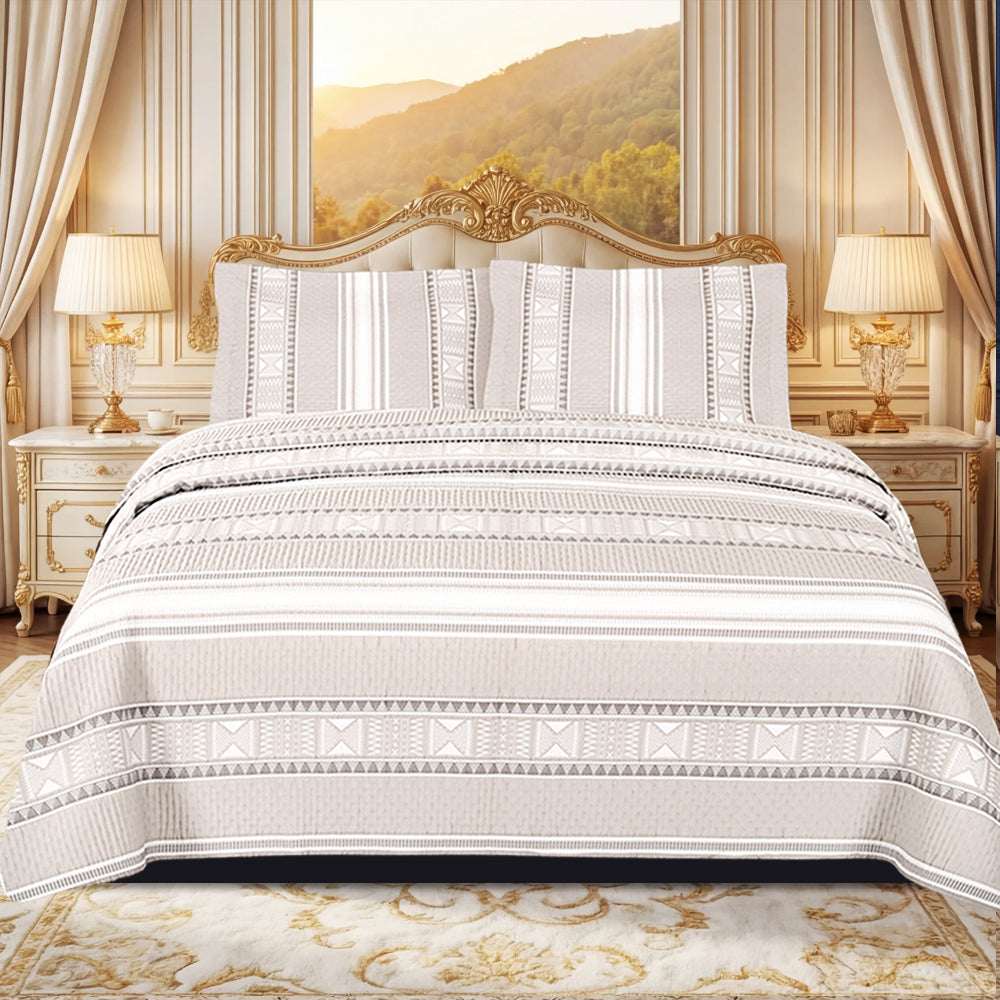 Luxury Embossed Bedspread UK | Bedding Throw for Double King Super King Double Embroidery AZTEC Des-3