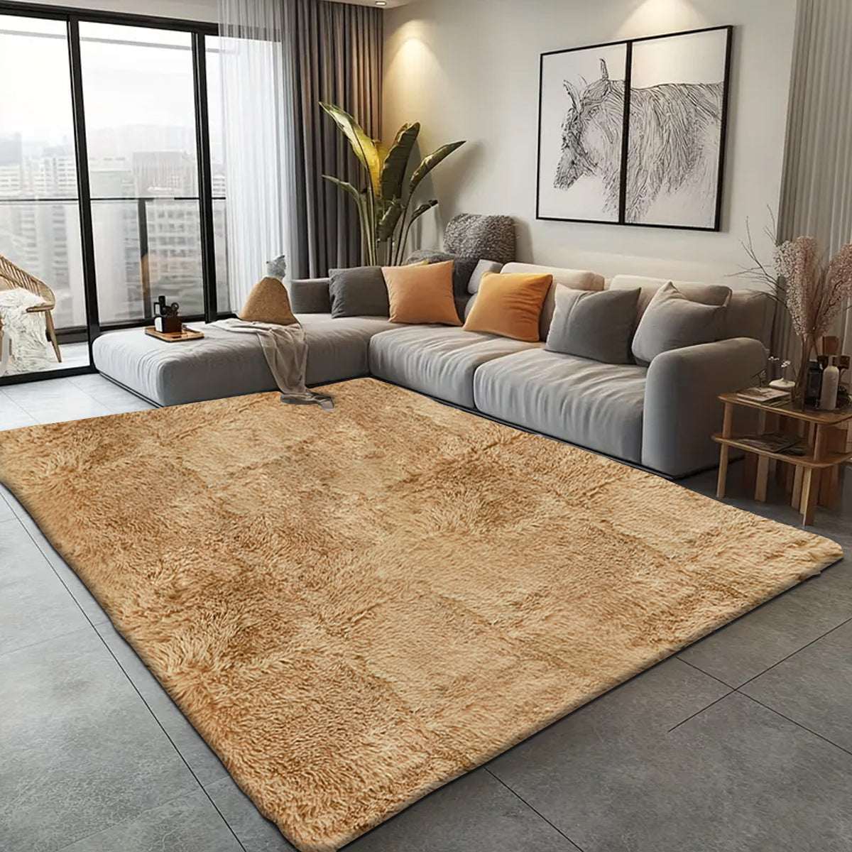 Non Slip Hallway Runner Rug UK | Long Kitchen Carpet Runner Mat | Design 0120 50 x 80 cm Black - Plain Shaggy Rug