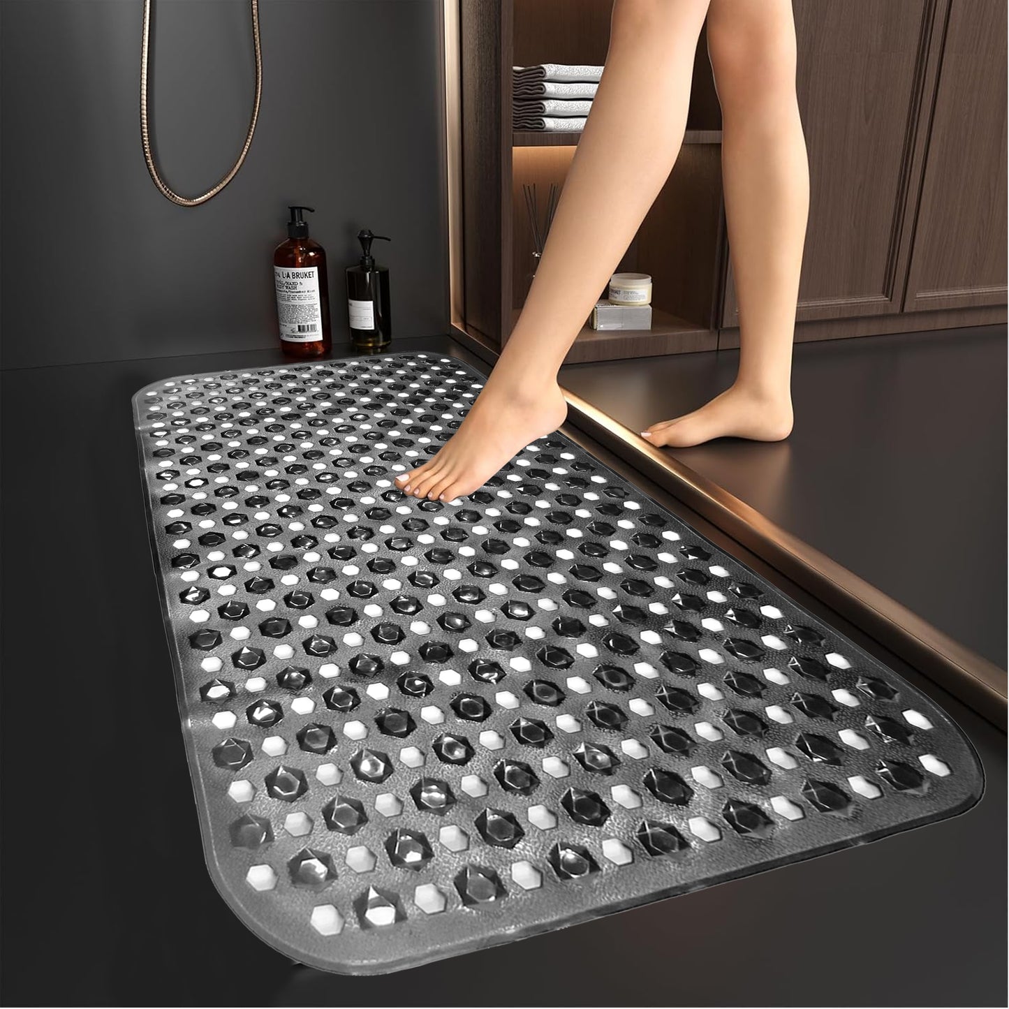 Extra Large Bath Mat Non Slip Bathtub Strong Suction Anti Mold Rubber Shower Mat