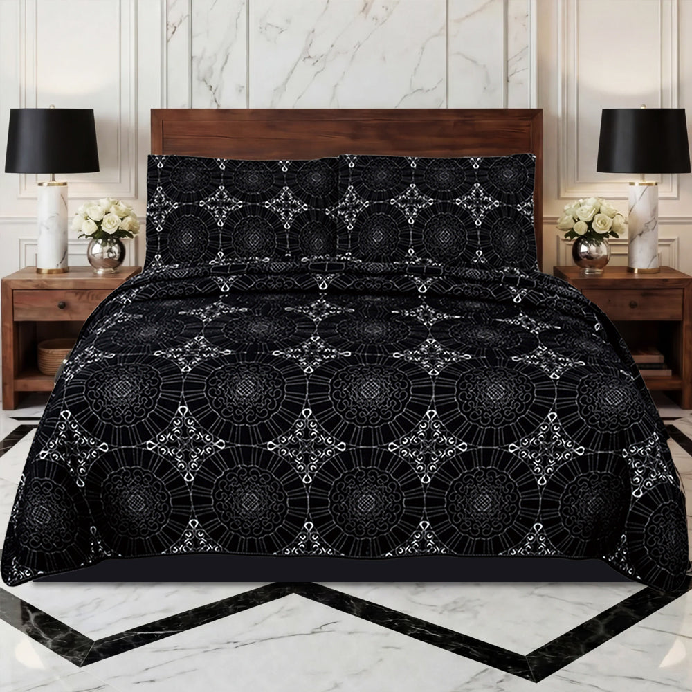 Embossed Quilted Bedspread Set with Pillow Shams | Single to Super King