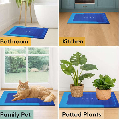 Non Slip Bath Mat UK | Soft Water Absorbent Bathroom Rug | Design 0128 50 x 80 cm Blue - Home Mat
