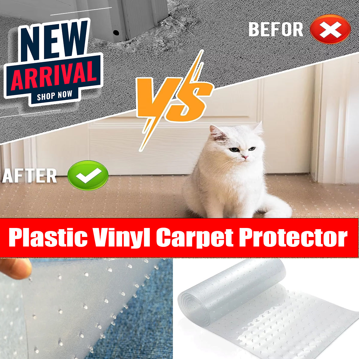 Clear Carpet Protector Roll | Transparent Floor Mat for Carpets & Rugs