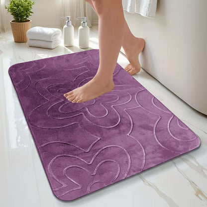 Non Slip Bath Mat UK | Soft Water Absorbent Bathroom Rug | Design 0078 50 x 40 cm (Pedestal Mat) Sky Blue - Memory Foam Bath Mat