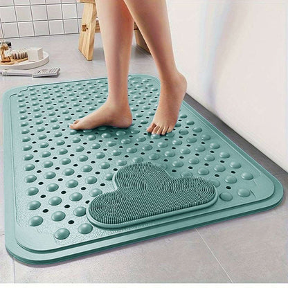 Non Slip Bath Mat UK | Soft Water Absorbent Bathroom Rug | Design 0134 60 x 90 cm Grey - Foot Massage Shower Mat