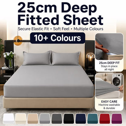 Extra Deep Fitted Sheet UK | 25CM Soft Bed Sheet Single Double King Single Grey
