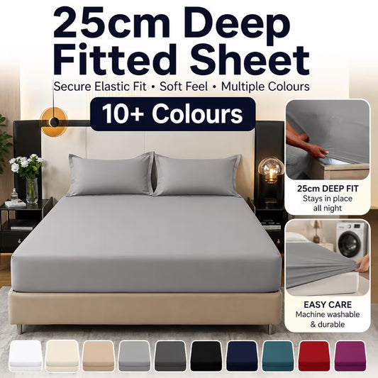 Extra Deep Fitted Sheet UK | 25CM Soft Bed Sheet Single Double King Single Grey