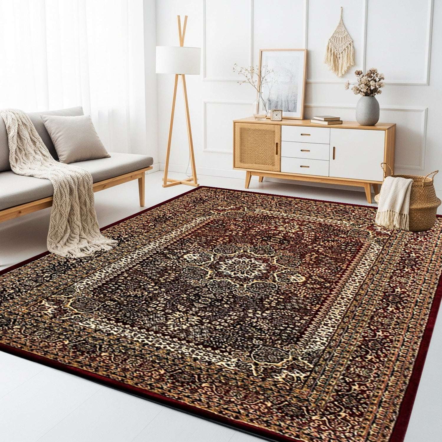 Non Slip Hallway Runner Rug UK | Long Kitchen Carpet Runner Mat | Design 0105 60 x 110 cm Grey - Marrakesh 207